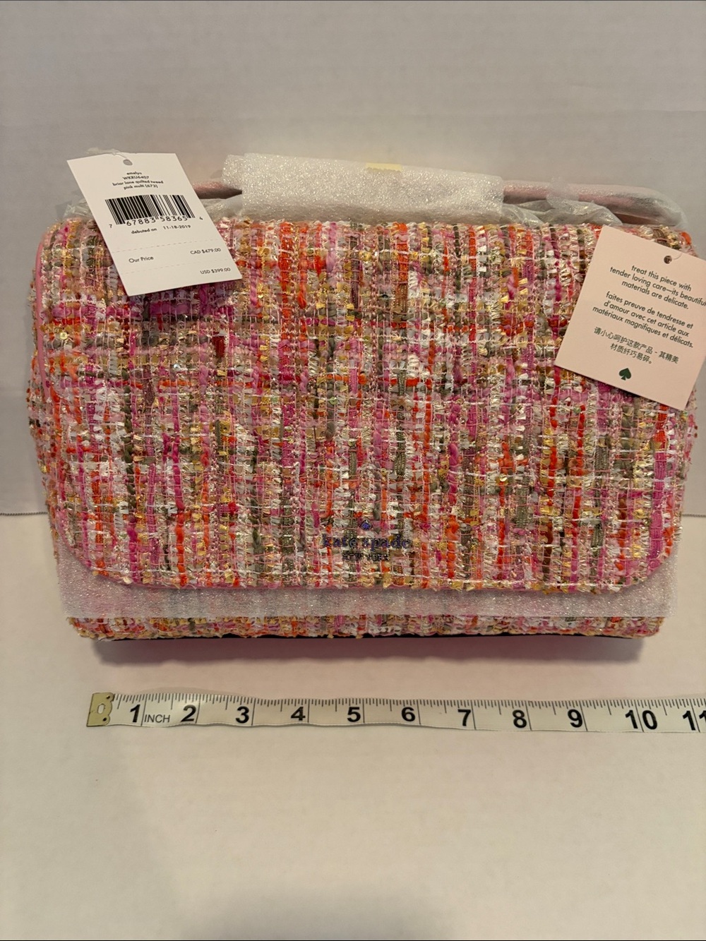 kate spade Multicolor Pink Tweed Crossbody Bag